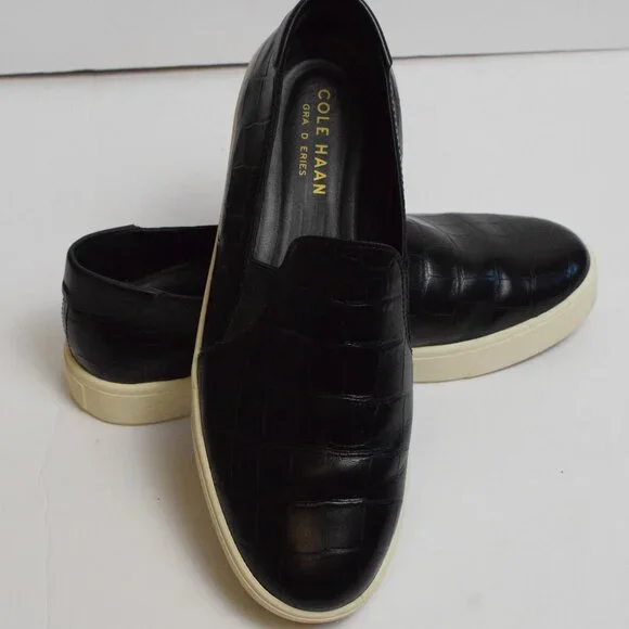 Cole Haan Women's Black Snakeskin Loafers Casual Slip On Leather Sneakers - 8.5 - Picture 10 of 12